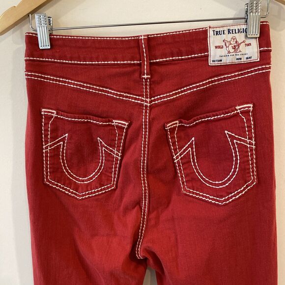 True Religion Jeans Red and White Stitch Vintage Red Size 29 RARE - Picture 8 of 16